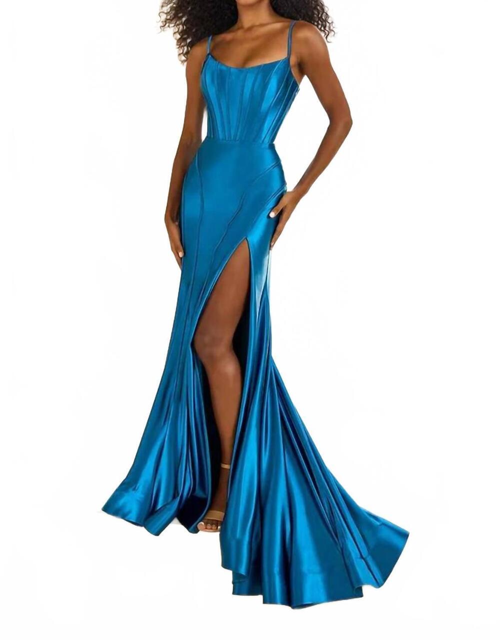 NEW ELLIE WILDE corset bodice gown in peacock